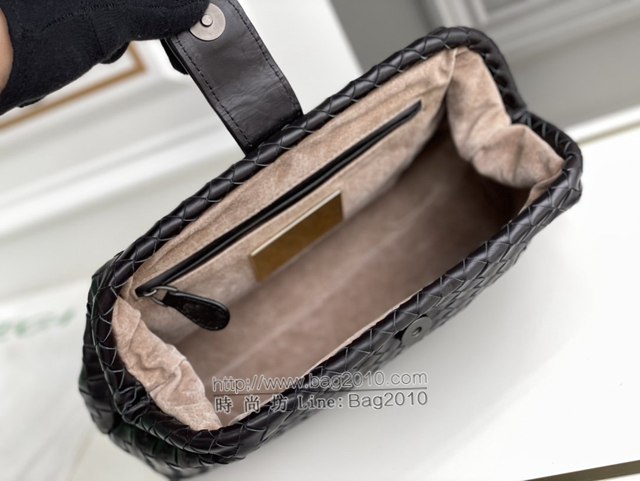 Bottega veneta高端女包 98042 寶緹嘉黑色胎牛皮編織包 BV經典款手工編織女包  gxz1361